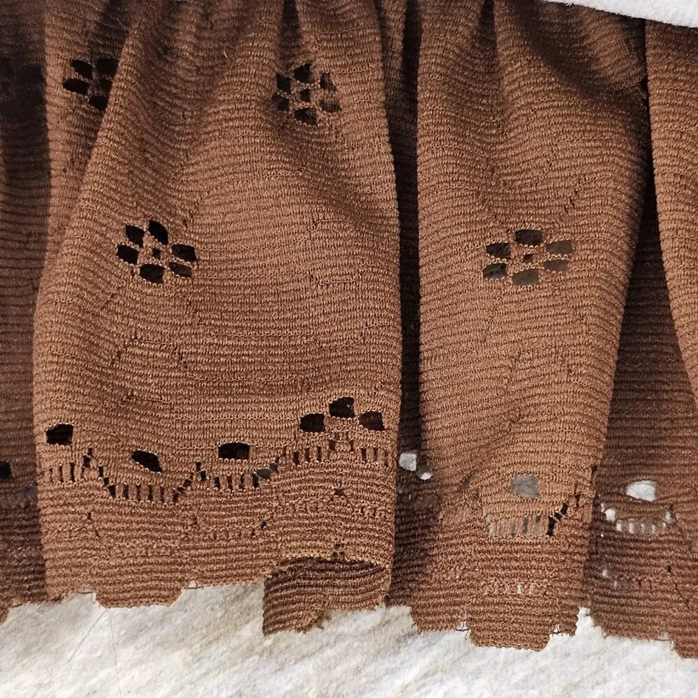 VTG Velour Embroidered Butterfly Decorative Pillow Brown Lace 20 Inches‎ 70s 80s